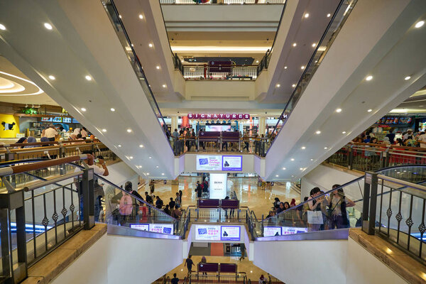 KUALA LUMPUR, MALAYSIA - CIRCA JANUARY, 2020: interior shot of Suria KLCC shopping mall in Kuala Lumpur.