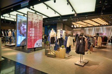 KUALA LUMPUR, MALAYSIA - CIRCA JANUARY, 2020: interior shot of Vero Moda store at Suria KLCC shopping mall in Kuala Lumpur. clipart