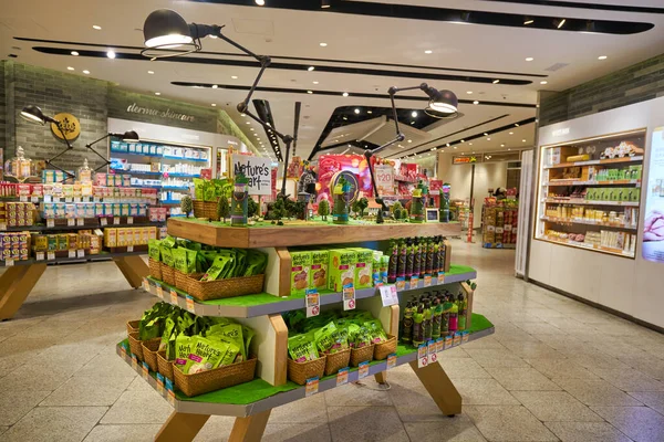 stock image HONG KONG - CIRCA DECEMBER, 2019: interior shot of Mannings Plus store in IFC Mall. Mannings is a personal care product chain.