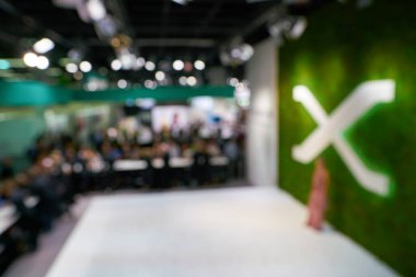 COLOGNE, GERMANY - CIRCA EPTEMBER, 2018: Photokina Sergisi 'ndeki FujiFilm alanı çözüldü. Photokina, Avrupa 'da fotoğraf ve görüntüleme endüstrisi için düzenlenen bir ticaret fuarıdır..