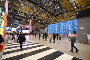 MOSCOW, RUSSIA - CIRCA Aralık 2019: Sheremetyevo Uluslararası Havaalanı 'nın iç çekimleri.