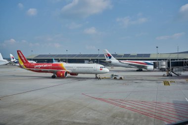 KUALA LUMPUR, MALAYSIA - CIRCA JANUARY, 2020: VietJet Air Airbus A321neo Kuala Lumpur Uluslararası Havalimanında görüldü