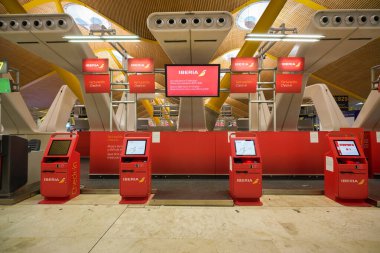 MADRID, SPAIN - CIRCA JANUARY, 2020: Madrid-Barajas Havalimanı 'nın ana havalimanı.