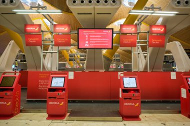 MADRID, SPAIN - CIRCA JANUARY, 2020: Madrid-Barajas Havalimanı 'nın ana havalimanı.