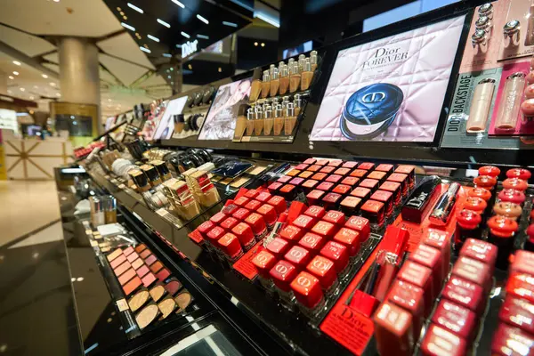 stock image BANGKOK, THAILAND - CIRCA JANUARY, 2020: Christian Dior make-up products displayed at Siam Paragon shopping mall in Bangkok.