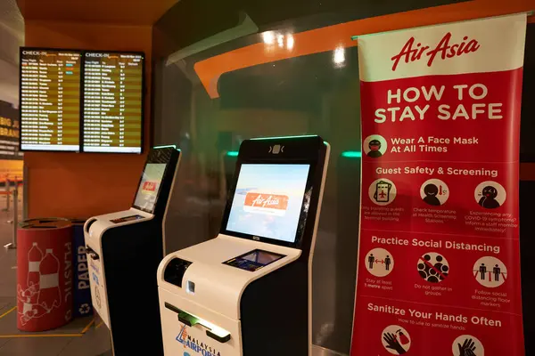 stock image KUALA LUMPUR, MALAYSIA - CIRCA MARCH, 2023: self check-in kiosks as seen in Kuala Lumpur International Airport.