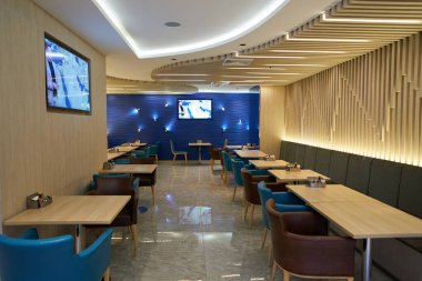 PATTAYA, THAILAND - CIRCA APRIL, 2023: Holiday Inn Express Pattaya Central 'ın iç çekimi.