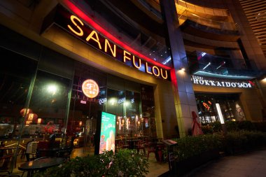 HO CHI MINH CITY, VIETNAM - CIRCA MARCH, 2023: exterior shot of San Fu Lou at Crescent Mall clipart