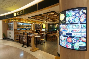 HO CHI MINH CITY, VİETNAM - CIRCA MARCH, 2023: Saigon Street Cafe in Crescent Mall.
