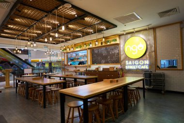 HO CHI MINH CITY, VİETNAM - CIRCA MARCH, 2023: Saigon Street Cafe in Crescent Mall.