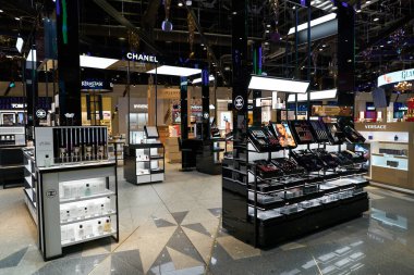 MOSCOW, RUSSIA - CIRCA JANUARY, 2023: Sheremetyevo Alexander S. Pushkin Uluslararası Havalimanı gümrüksüz bölge.