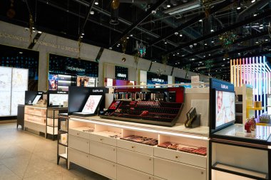 MOSCOW, RUSSIA - CIRCA JANUARY, 2023: Sheremetyevo Alexander S. Pushkin Uluslararası Havalimanı gümrüksüz bölge.