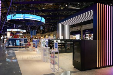 MOSCOW, RUSSIA - CIRCA JANUARY, 2023: Sheremetyevo Alexander S. Pushkin Uluslararası Havalimanı gümrüksüz bölge.