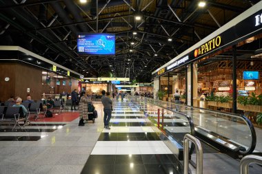 MOSCOW, RUSSIA - CIRCA JANUARY, 2023: Sheremetyevo Alexander S. Pushkin Uluslararası Havaalanı 'nın iç çekimi.
