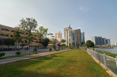 HO CHI MINH CITY, VİETNAM - 25 Mart 2023: Ho Chi Minh şehrinin sokak manzarası.