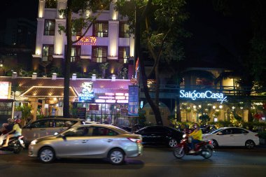 HO CHI MINH ŞEHRİ, VİETNAM - 26 Mart 2023: Ho Chi Minh 'in gece görüş açısı.