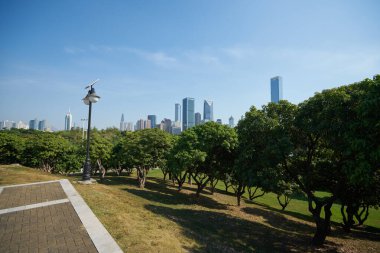 ŞENZHEN, ÇİN - 22 Kasım 2019: Shenzhen Central Park gündüz manzaralı.