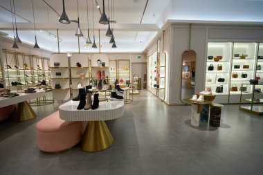 SHENZHEN, CHINA - NOVEMBER 22, 2019: interior shot of Susan Mayer store inside Upperhills shopping mall in Shenzhen. clipart