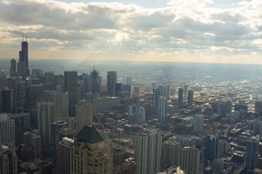 Chicago, IL - CIRCA MARCH, 2016: John Hancock Merkezi 'nden Chicago manzarası. Chicago, Amerika Birleşik Devletleri 'nde büyük bir şehirdir..