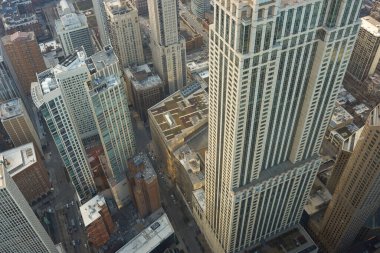 Chicago, IL - CIRCA MARCH, 2016: John Hancock Merkezi 'nden Chicago manzarası. Chicago, Amerika Birleşik Devletleri 'nde büyük bir şehirdir..