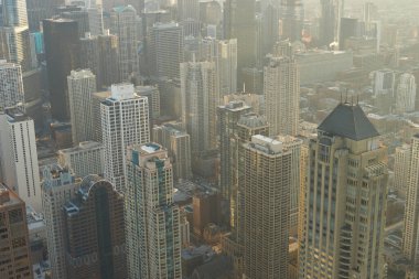Chicago, IL - CIRCA MARCH, 2016: John Hancock Merkezi 'nden Chicago manzarası. Chicago, Amerika Birleşik Devletleri 'nde büyük bir şehirdir..