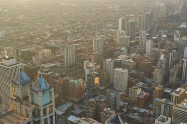 Chicago, IL - CIRCA MARCH, 2016: John Hancock Merkezi 'nden Chicago manzarası. Chicago, Amerika Birleşik Devletleri 'nde büyük bir şehirdir..