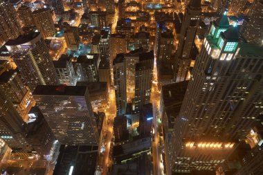 Chicago, IL - CIRCA MARCH, 2016: John Hancock Merkezi 'nden Chicago manzarası. Chicago, Amerika Birleşik Devletleri 'nde büyük bir şehirdir..