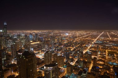 Chicago, IL - CIRCA MARCH, 2016: John Hancock Merkezi 'nden Chicago manzarası. Chicago, Amerika Birleşik Devletleri 'nde büyük bir şehirdir..