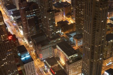 Chicago, IL - CIRCA MARCH, 2016: John Hancock Merkezi 'nden Chicago manzarası. Chicago, Amerika Birleşik Devletleri 'nde büyük bir şehirdir..