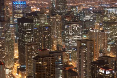 Chicago, IL - CIRCA MARCH, 2016: John Hancock Merkezi 'nden Chicago manzarası. Chicago, Amerika Birleşik Devletleri 'nde büyük bir şehirdir..