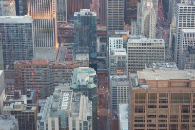 Chicago, IL - CIRCA MARCH, 2016: John Hancock Merkezi 'nden Chicago manzarası. Chicago, Amerika Birleşik Devletleri 'nde büyük bir şehirdir..