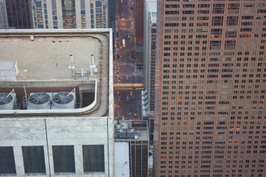 Chicago, IL - CIRCA MARCH, 2016: John Hancock Merkezi 'nden Chicago manzarası. Chicago, Amerika Birleşik Devletleri 'nde büyük bir şehirdir..