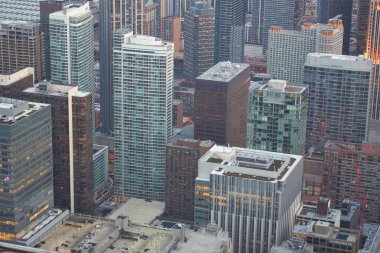 Chicago, IL - CIRCA MARCH, 2016: John Hancock Merkezi 'nden Chicago manzarası. Chicago, Amerika Birleşik Devletleri 'nde büyük bir şehirdir..