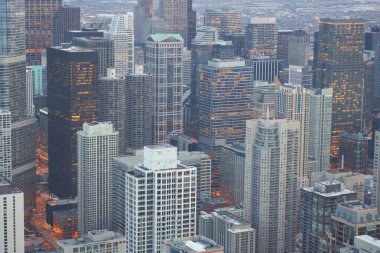 Chicago, IL - CIRCA MARCH, 2016: John Hancock Merkezi 'nden Chicago manzarası. Chicago, Amerika Birleşik Devletleri 'nde büyük bir şehirdir..