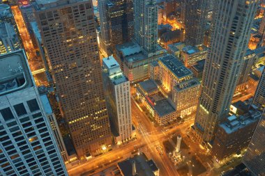 Chicago, IL - CIRCA MARCH, 2016: John Hancock Merkezi 'nden Chicago manzarası. Chicago, Amerika Birleşik Devletleri 'nde büyük bir şehirdir..