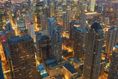 Chicago, IL - CIRCA MARCH, 2016: John Hancock Merkezi 'nden Chicago manzarası. Chicago, Amerika Birleşik Devletleri 'nde büyük bir şehirdir..
