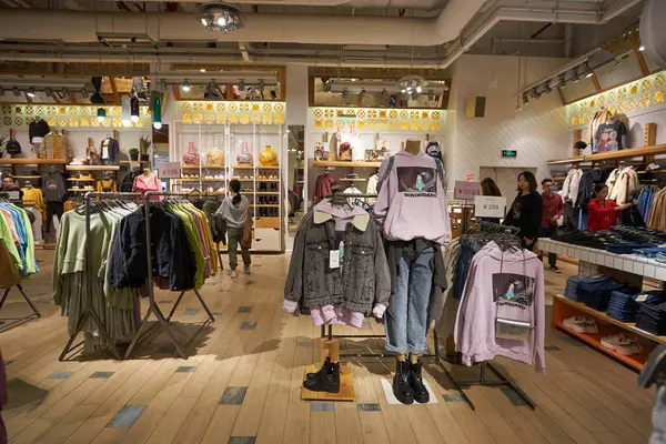 stock image SHENZHEN, CHINA - NOVEMBER 29, 2019: inside Pull and Bear store in Shenzhen Vanke Plaza shopping mall.