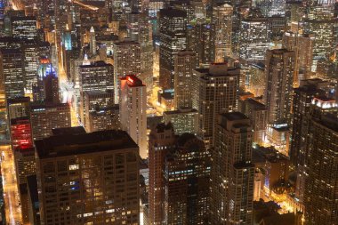 Chicago, IL - CIRCA MARCH, 2016: John Hancock Merkezi 'nden Chicago manzarası. Chicago, Amerika Birleşik Devletleri 'nde büyük bir şehirdir..