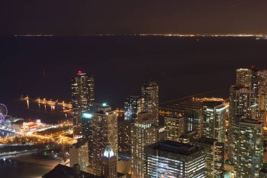 Chicago, IL - CIRCA MARCH, 2016: John Hancock Merkezi 'nden Chicago manzarası. Chicago, Amerika Birleşik Devletleri 'nde büyük bir şehirdir..