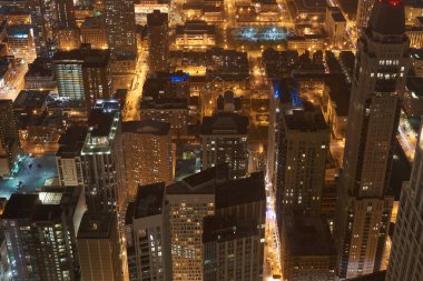 Chicago, IL - CIRCA MARCH, 2016: John Hancock Merkezi 'nden Chicago manzarası. Chicago, Amerika Birleşik Devletleri 'nde büyük bir şehirdir..