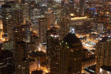 Chicago, IL - CIRCA MARCH, 2016: John Hancock Merkezi 'nden Chicago manzarası. Chicago, Amerika Birleşik Devletleri 'nde büyük bir şehirdir..