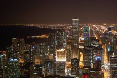 Chicago, IL - CIRCA MARCH, 2016: John Hancock Merkezi 'nden Chicago manzarası. Chicago, Amerika Birleşik Devletleri 'nde büyük bir şehirdir..