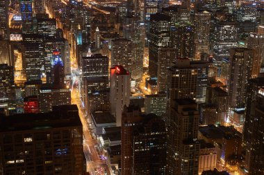 Chicago, IL - CIRCA MARCH, 2016: John Hancock Merkezi 'nden Chicago manzarası. Chicago, Amerika Birleşik Devletleri 'nde büyük bir şehirdir..