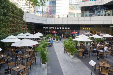 ŞENZHEN, ÇİN - 21 Kasım 2019: Shenzhen 'deki 9 kare alışveriş merkezinde Pasifik Kahvesi.
