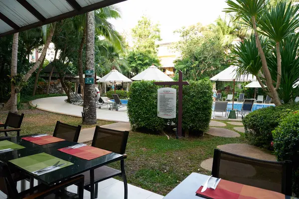 stock image PHUKET, THAILAND - APRIL 30, 2023: pool area in ibis hotel Phuket Patong.