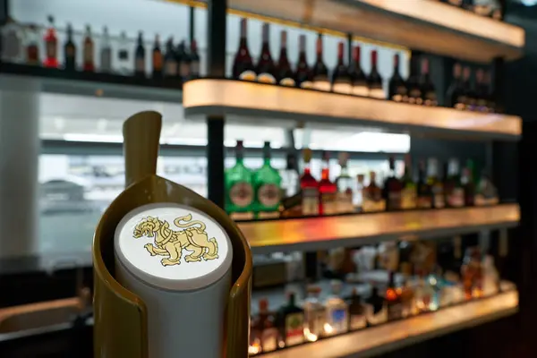 stock image PHUKET, THAILAND - MAY 09, 2023: close up shot of Singha sign as seen at The Hugs restaurant in Phuket International Airport.