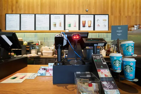 stock image HO CHI MINH CITY, VIETNAM - MARCH 26, 2023: sales area at Starbucks Coffee in Ho Chi Minh City.