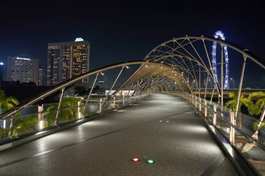SINGAPORE - Kasım 06, 2023: Singapur 'daki Helix Köprüsü.