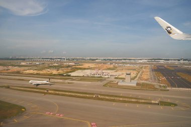 SINGAPORE - NOVEMBER 07, 2023: Scoot Airbus A321neo 'da görüldüğü üzere Singapur Changi Havalimanı.