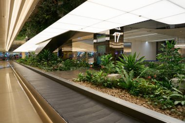 SINGAPORE - Kasım 04, 2023: bagaj teslim bölgesi Singapur Changi Havaalanı.